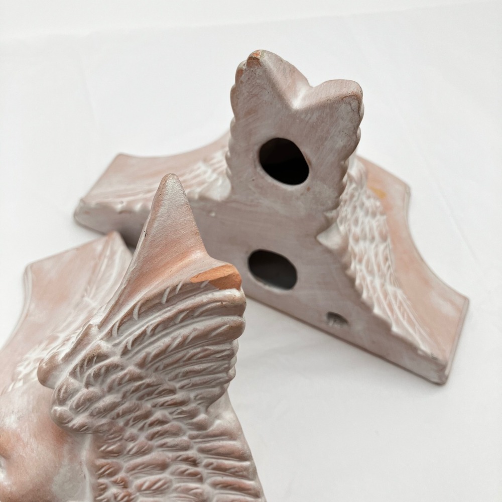 Wall Sconce Cherub Set 2 Terracotta Pink Vintage Angel Floating Shelves - Picture 2 of 14